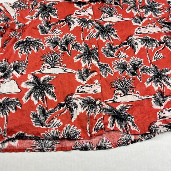 Tahari Liinen Flax Short Sleeve Shirt Tropical Hawaiian Coastal Top Casual Large - Picture 2 of 9